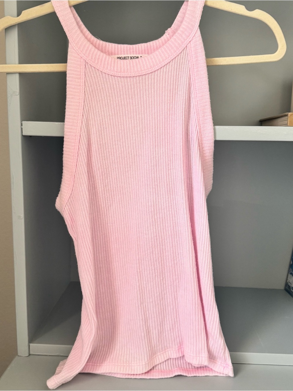 Project Social T - Light Pink high neck Rib Tank. Small NWOT